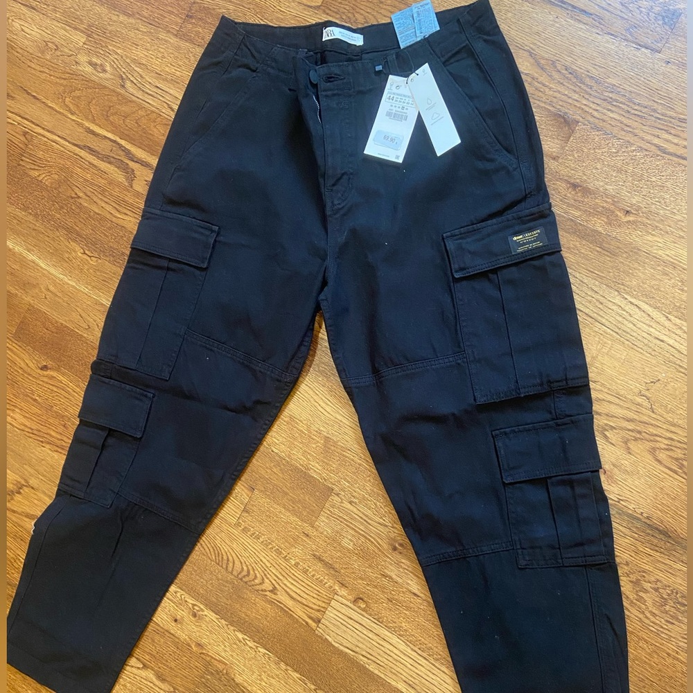 Zara Mens Cargo Pants - Size 34 Black